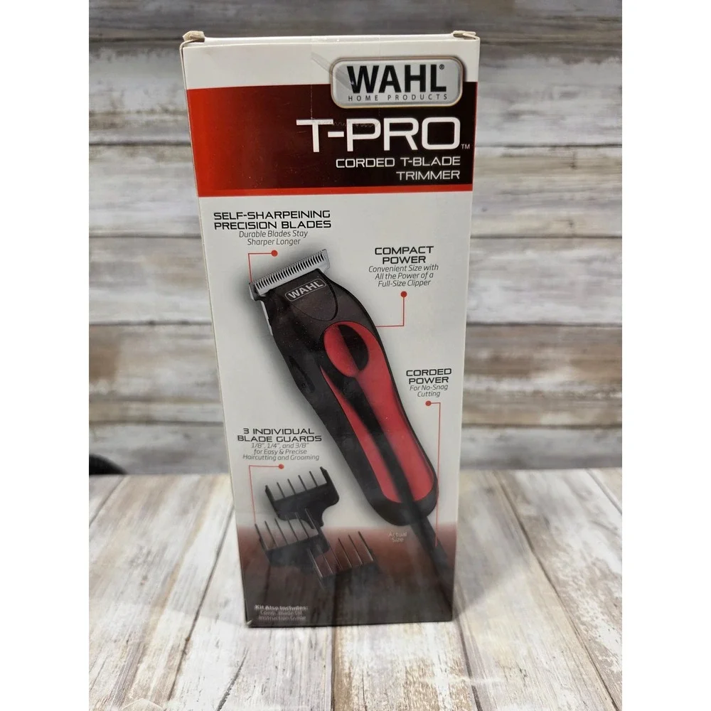 Wahl T-Pro Corded‎ T-Blade Trimmer Red Black 09307-300 Close Shave Detailer New